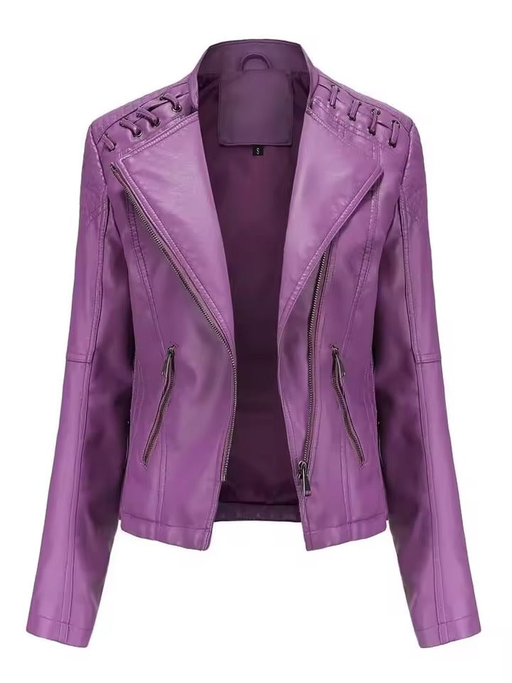 Washed lambskin leather jacket