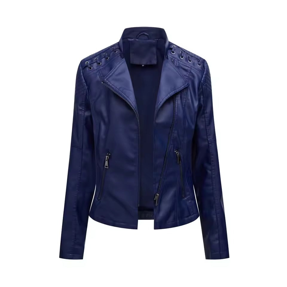 Washed lambskin leather jacket