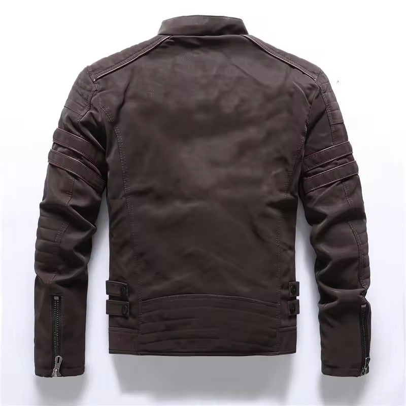 Winter motorcycle men's leather jacket