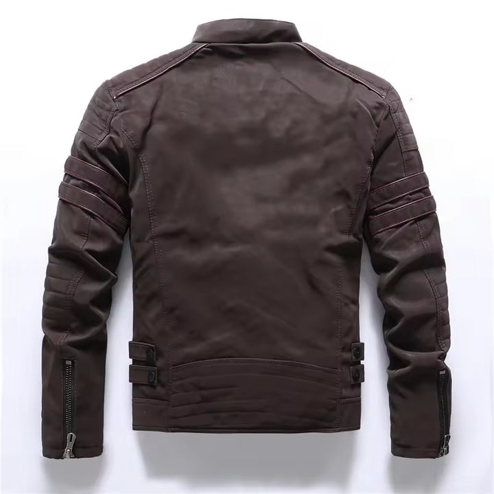 Winter motorcycle men's leather jacket