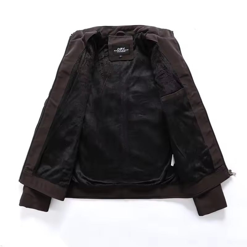 Winter motorcycle men's leather jacket