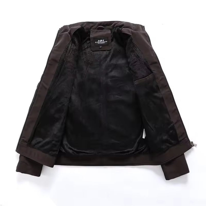 Winter motorcycle men's leather jacket