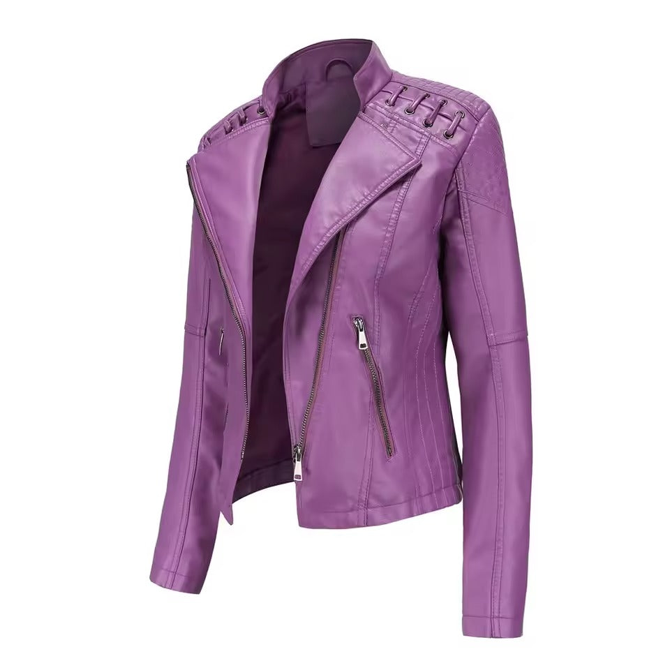 Washed lambskin leather jacket