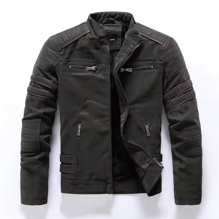 Winter motorcycle men's leather jacket